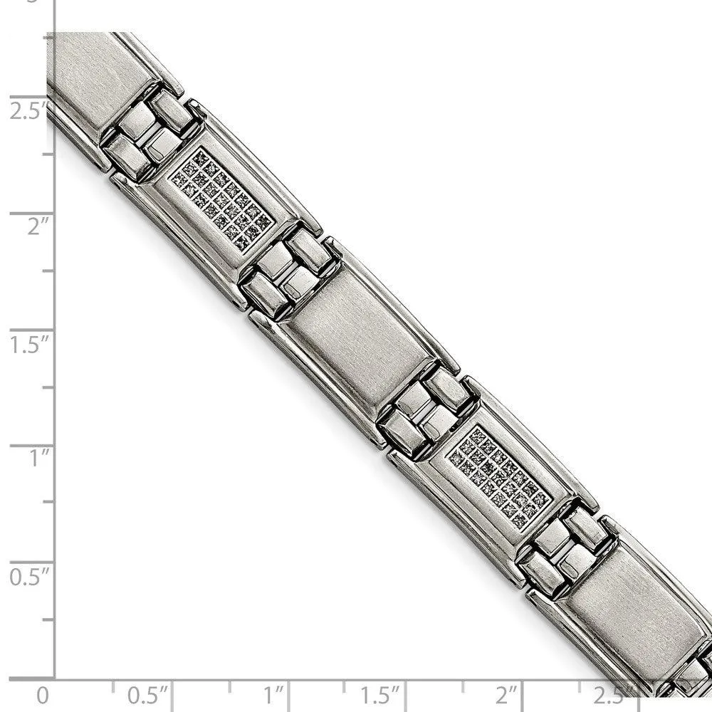 Stainless Steel Polished/Matte 3/4ct tw. Diamond Bracelet