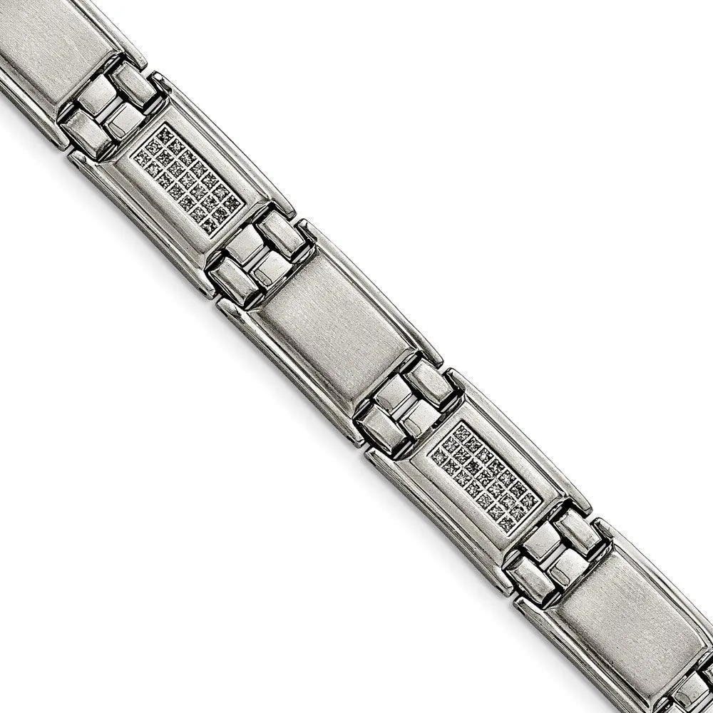 Stainless Steel Polished/Matte 3/4ct tw. Diamond Bracelet 
