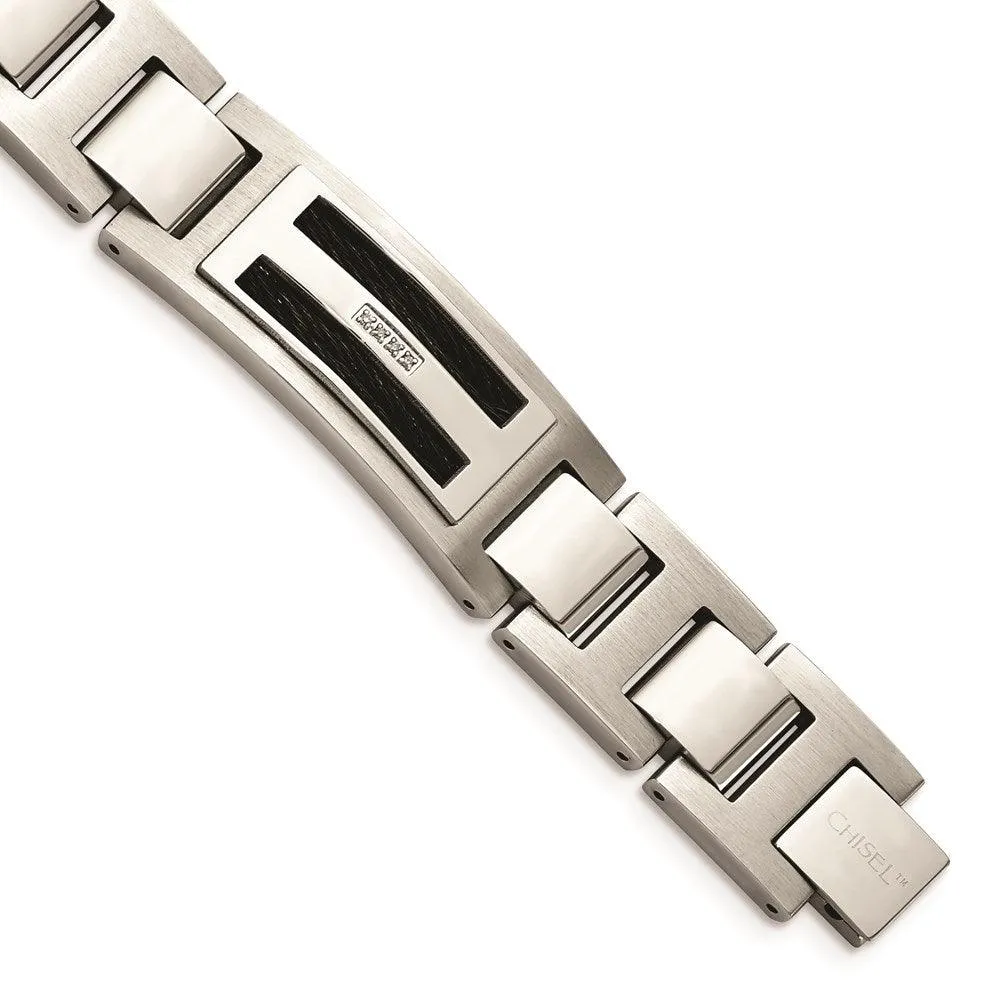 Stainless Steel Polished/Matte Black IP-plated 0.05ct tw. Diamond Bracelet 