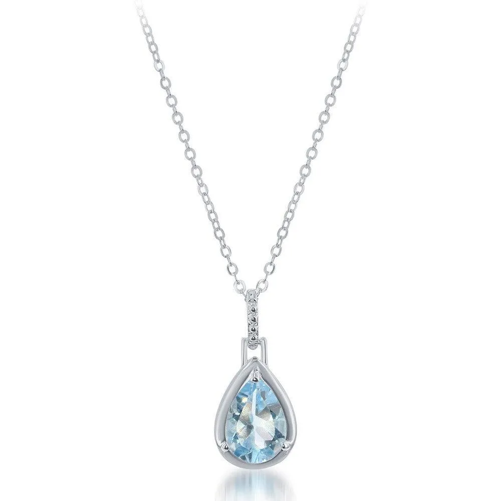 Sterling Silver Blue Topaz 2.25 cttw Teardrop Pendant 