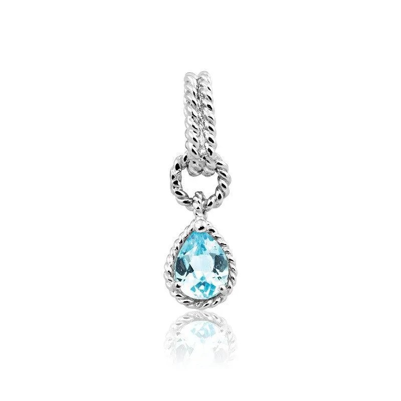 Sterling Silver Blue Topaz Pear Gemstone Pendant 