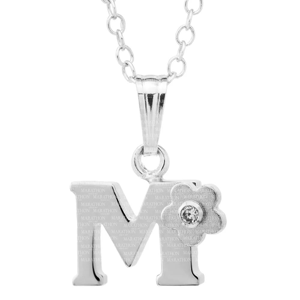 Sterling Silver Children's Initial "M" Pendant Necklace 