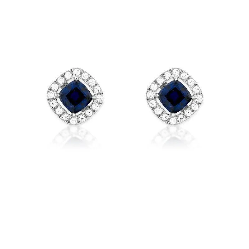 Sterling Silver CZ Micro Pave Square Stud Earrings 
