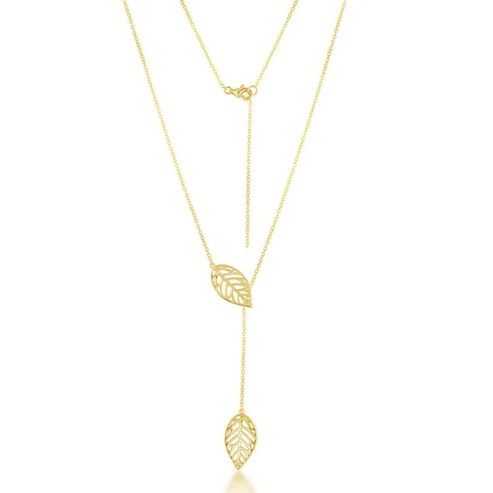 Sterling Silver Gold Leaf Hanging Chain Necklace