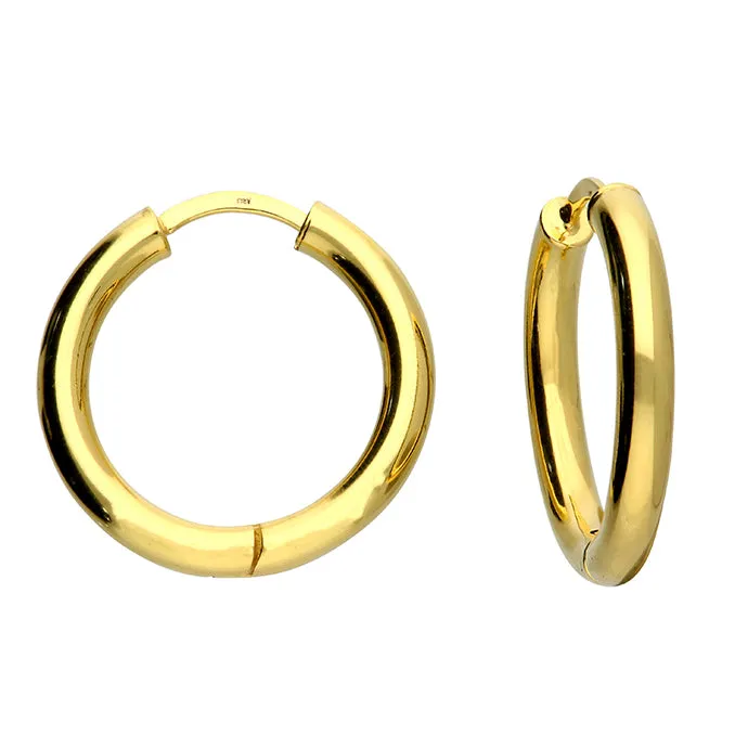 Sterling Silver Gold Plated Hoop Earrings (25mm) 