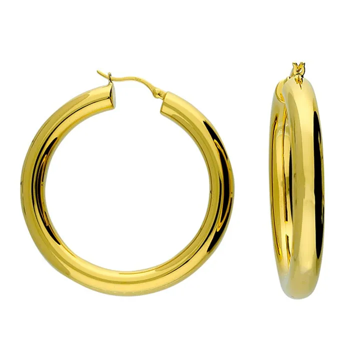 Sterling Silver Gold Plated Hoop Earrings (47mm) 