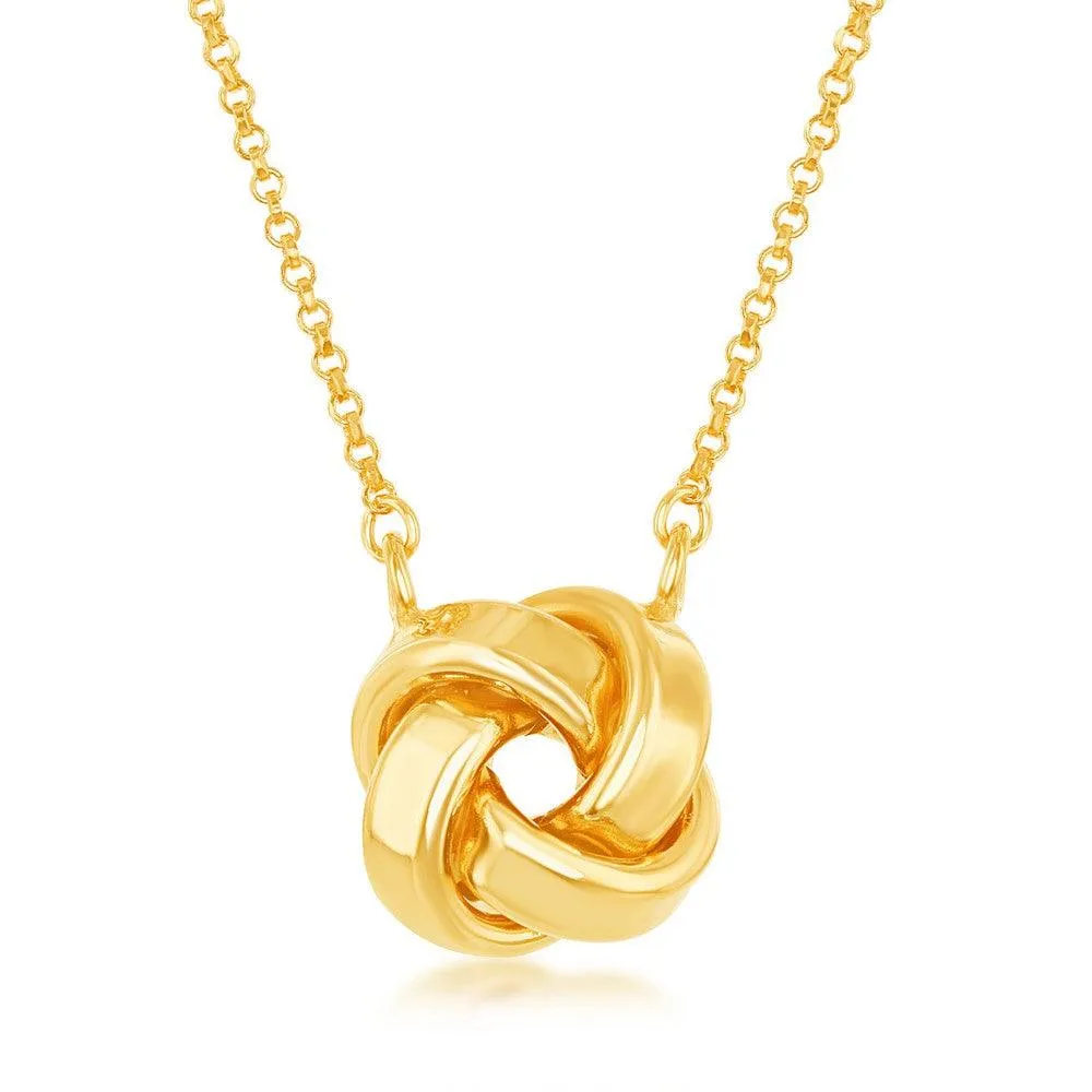Sterling Silver Gold Plated Love Knot Design Necklace