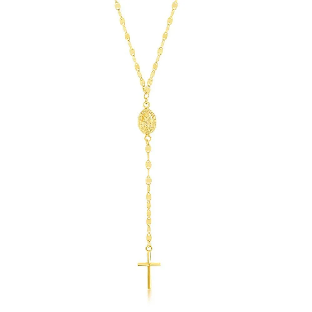 Sterling Silver Gold Plated Mirror and Mariner Rosary Chain