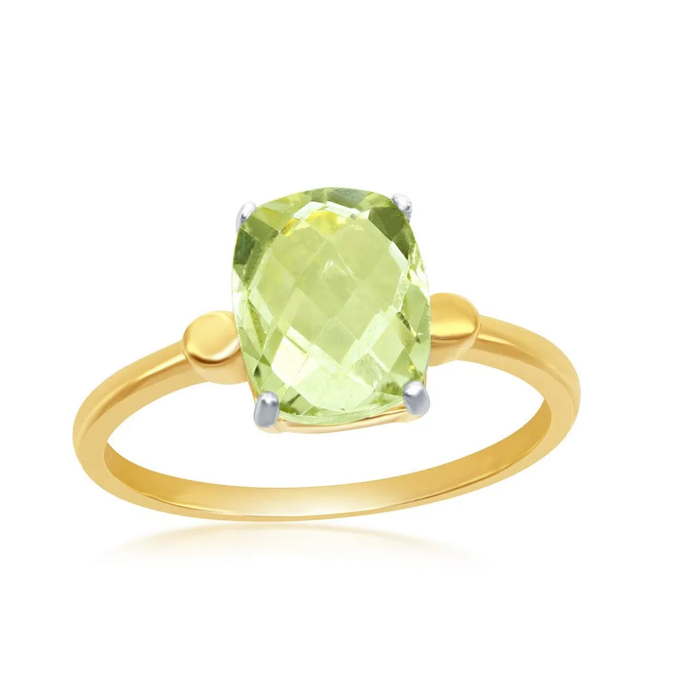 Sterling Silver GP Four-Prong Green Amethyst Ring - W-2014 