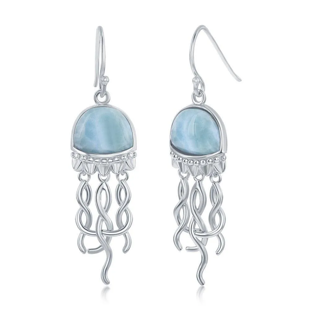 Sterling Silver Jellyfish Larimar Earrings 