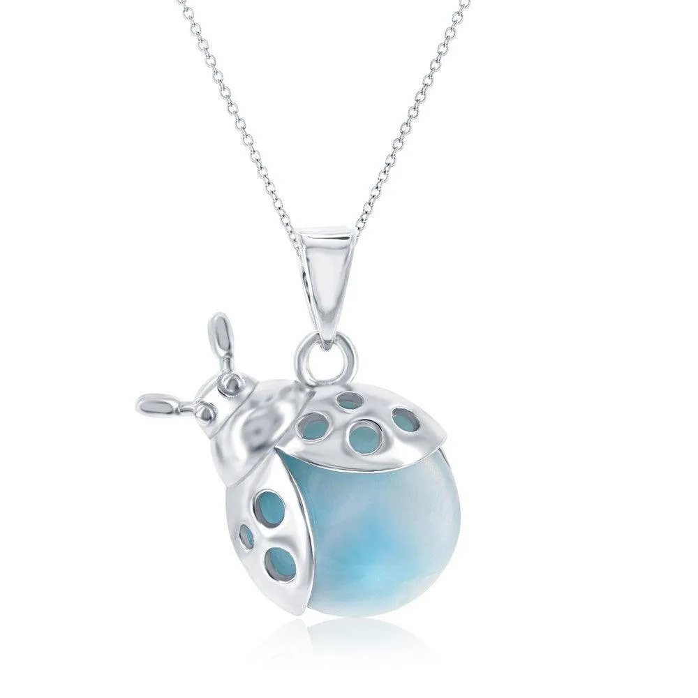 Sterling Silver Larimar Lady Bug Pendant 