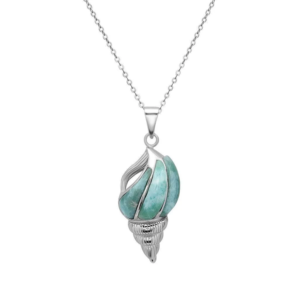 Sterling Silver Larimar Shell Pendant 