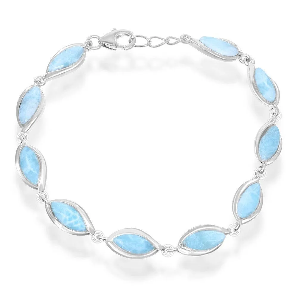 Sterling Silver Marquise Larimar Bracelet, 7.5" 