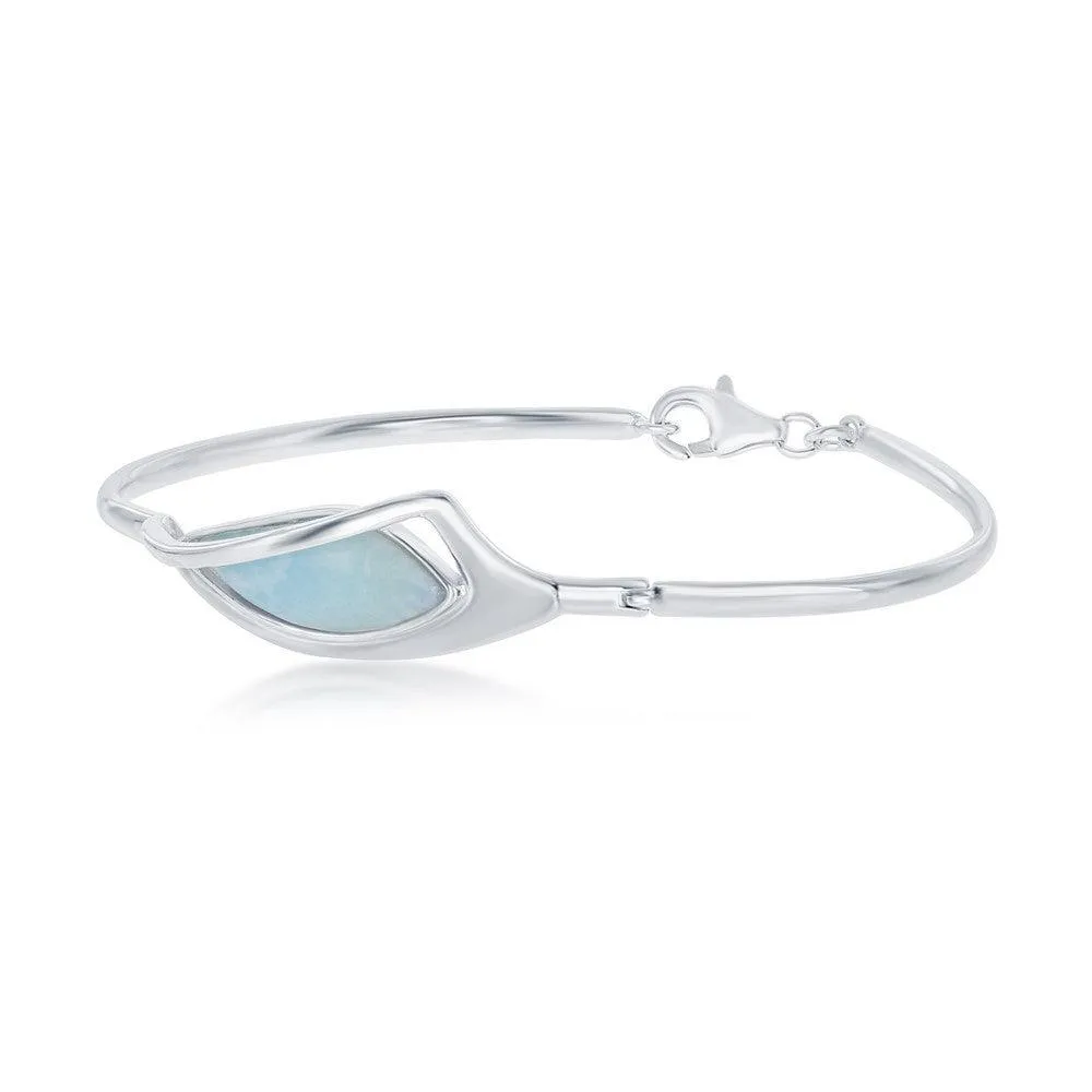 Sterling Silver Marquise Shaped Larimar Bangle