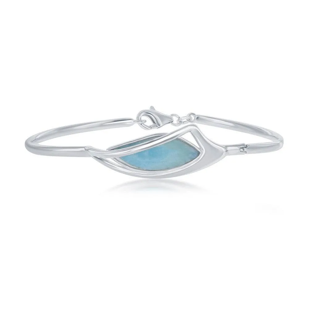 Sterling Silver Marquise Shaped Larimar Bangle 