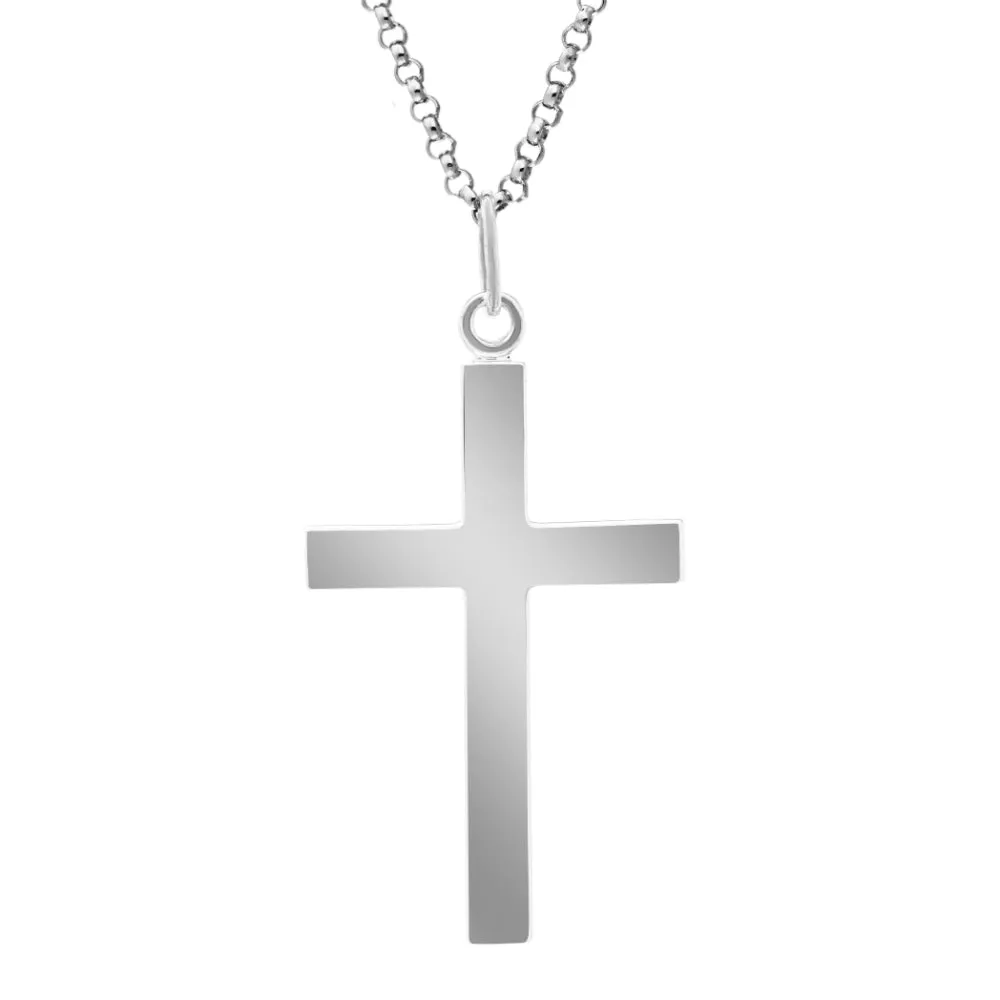 Sterling Silver Polished Cross Necklace 
