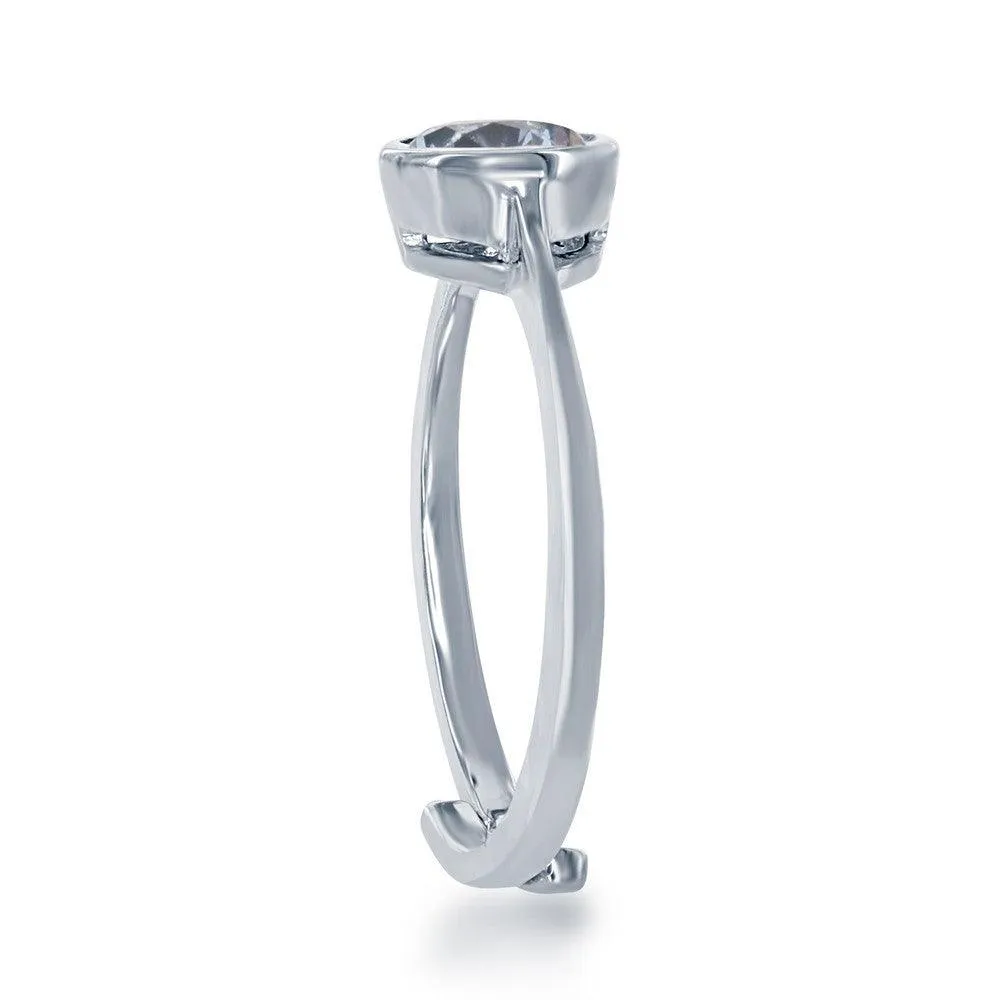 Sterling Silver "March" Aquamarine Bezel Set Ring