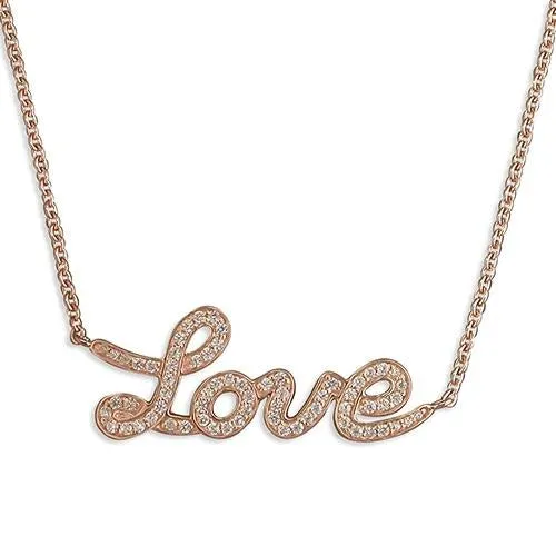 Sterling Silver Rose Gold Tone 'Love' Necklace 