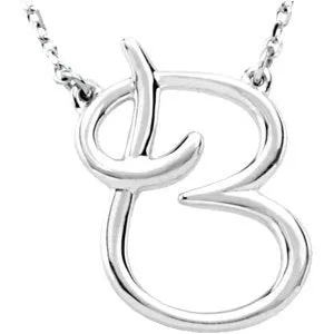 Sterling Silver Script Initial A 16" Necklace 