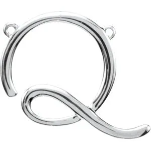 Sterling Silver Script Initial F Necklace Center