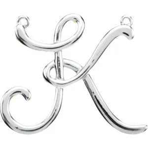 Sterling Silver Script Initial F Necklace Center