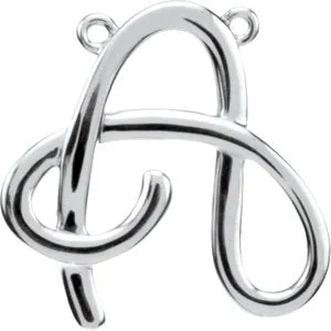 Sterling Silver Script Initial F Necklace Center