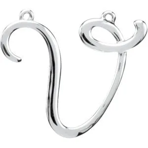 Sterling Silver Script Initial F Necklace Center