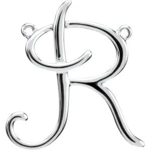 Sterling Silver Script Initial F Necklace Center