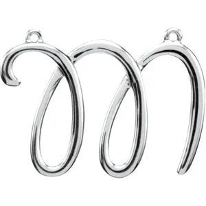 Sterling Silver Script Initial F Necklace Center