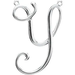 Sterling Silver Script Initial F Necklace Center