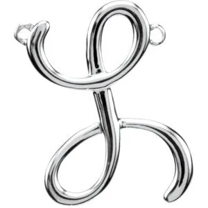 Sterling Silver Script Initial F Necklace Center