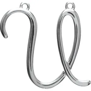 Sterling Silver Script Initial F Necklace Center