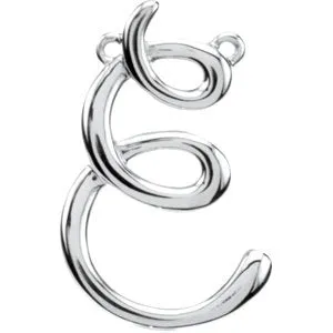 Sterling Silver Script Initial F Necklace Center
