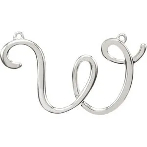 Sterling Silver Script Initial F Necklace Center
