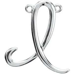 Sterling Silver Script Initial F Necklace Center