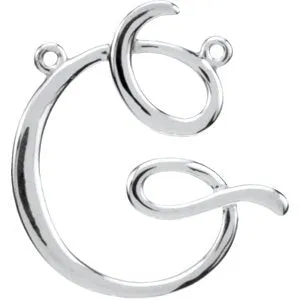 Sterling Silver Script Initial F Necklace Center