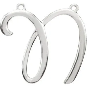 Sterling Silver Script Initial F Necklace Center