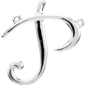 Sterling Silver Script Initial F Necklace Center