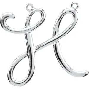 Sterling Silver Script Initial F Necklace Center