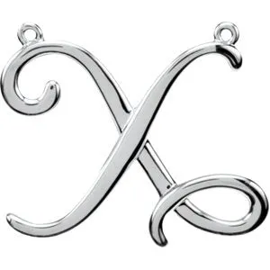 Sterling Silver Script Initial F Necklace Center