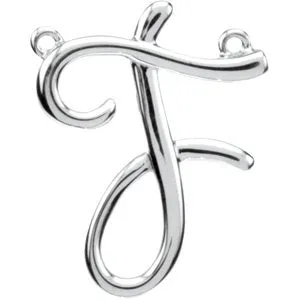 Sterling Silver Script Initial F Necklace Center 