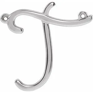 Sterling Silver Script Initial F Necklace Center
