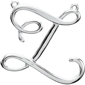Sterling Silver Script Initial F Necklace Center