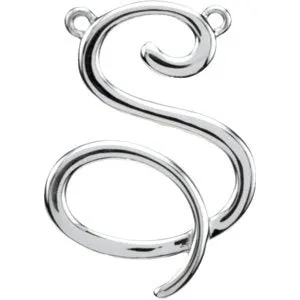 Sterling Silver Script Initial F Necklace Center