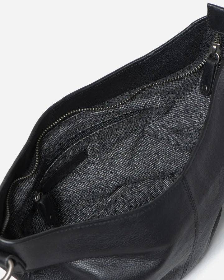 STITCH & HIDE LEATHER FRANKIE MINI SHOULDER BAG BLACK - FREE WALLET POUCH