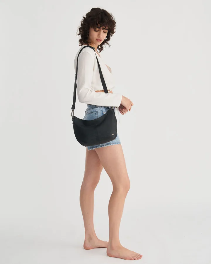 STITCH & HIDE LEATHER FRANKIE MINI SHOULDER BAG BLACK - FREE WALLET POUCH