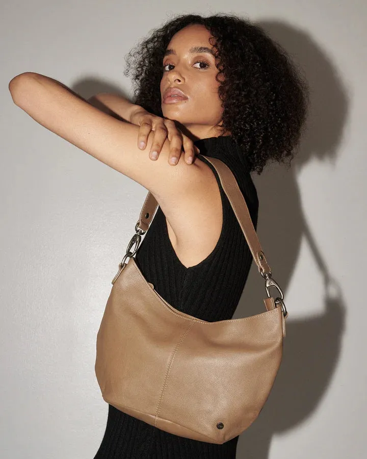 STITCH & HIDE LEATHER FRANKIE MINI SHOULDER BAG OAK BROWN - FREE WALLET POUCH