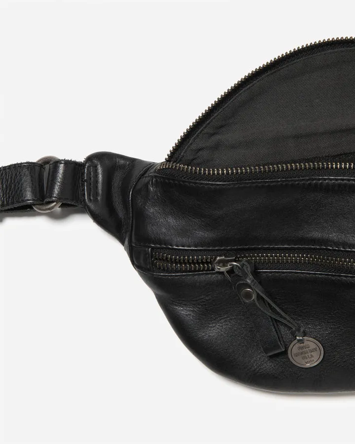 STITCH & HIDE LEATHER NEWTOWN SHOULDER CROSSBODY sling BAG BLACK - FREE WALLET POUCH