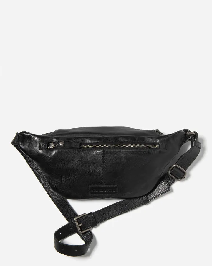 STITCH & HIDE LEATHER NEWTOWN SHOULDER CROSSBODY sling BAG BLACK - FREE WALLET POUCH