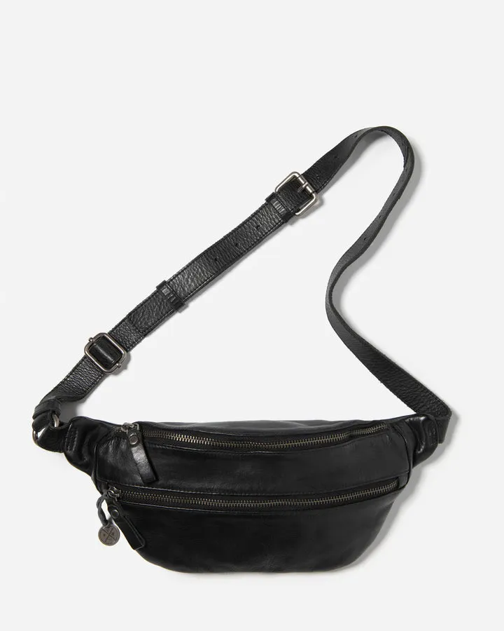 STITCH & HIDE LEATHER NEWTOWN SHOULDER CROSSBODY sling BAG BLACK - FREE WALLET POUCH